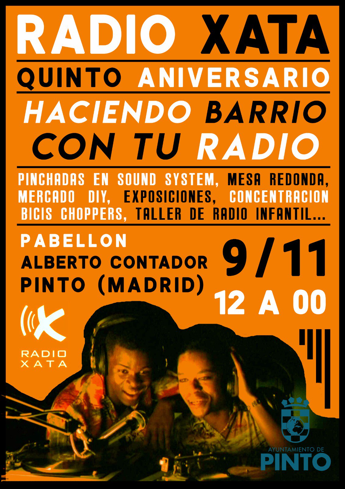 9 noviembre, jornada 5º aniversario de 12 a 00h en Pinto