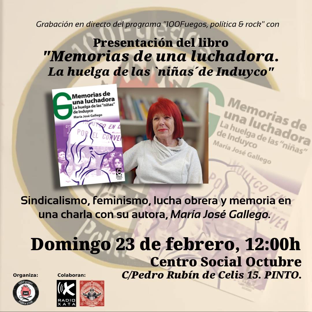 23 de febrero, 100Fuegos con público con el libro de María José Gallego en el CS Octubre.